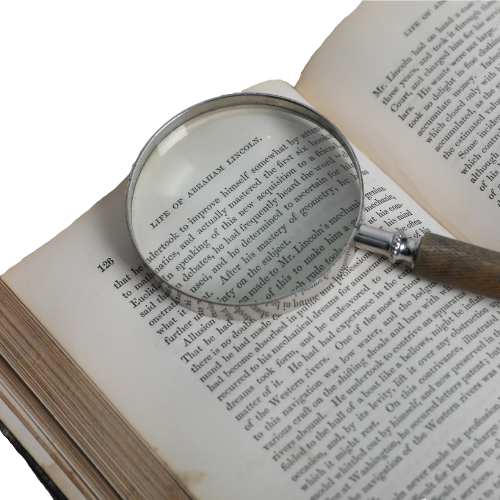 book with magnifying glass